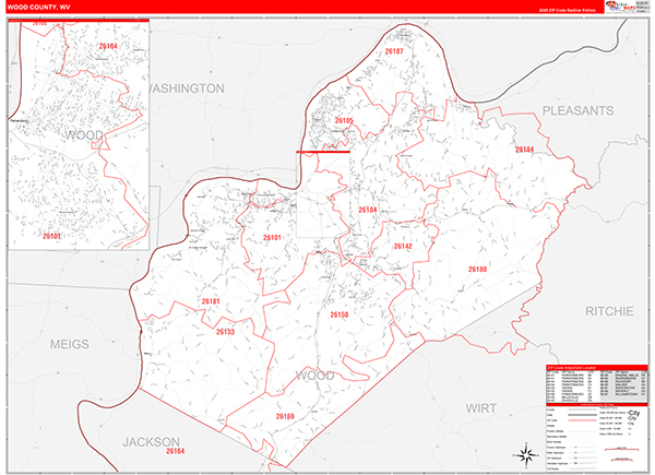 Wood County, WV Zip Code Map