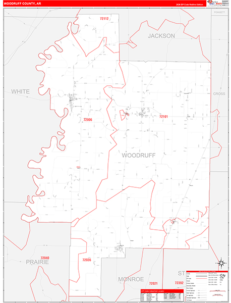 Woodruff County, AR Zip Code Map