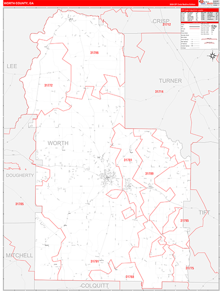 Worth County, GA Zip Code Map