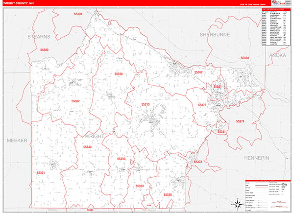 Wright County, MN Zip Code Map