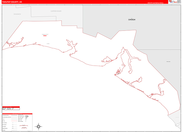 Yakutat Borough (County), AK Zip Code Wall Map