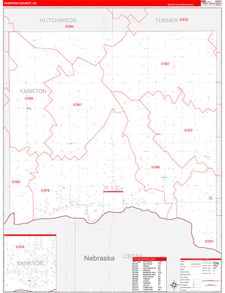 Yankton County, SD Zip Code Map