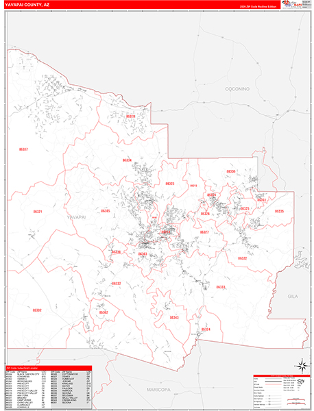 Yavapai County, AZ Zip Code Map