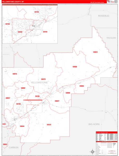 Yellowstone County, MT Zip Code Map