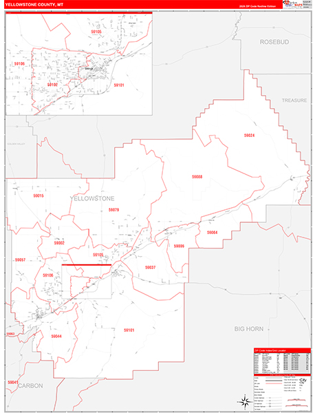 Yellowstone County, MT Zip Code Map