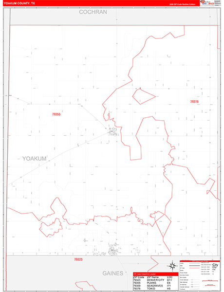 Yoakum County, TX Zip Code Map