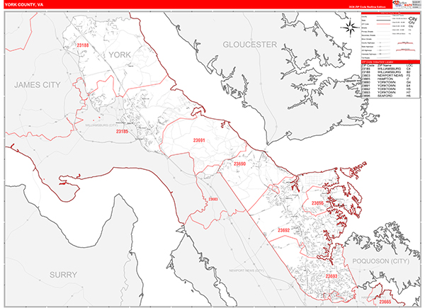 York County, VA Zip Code Map