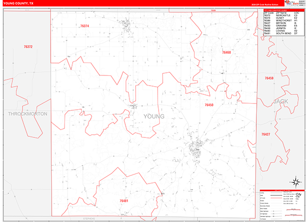 Young County, TX Zip Code Map