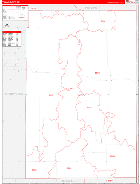 Yuma County, CO Zip Code Map