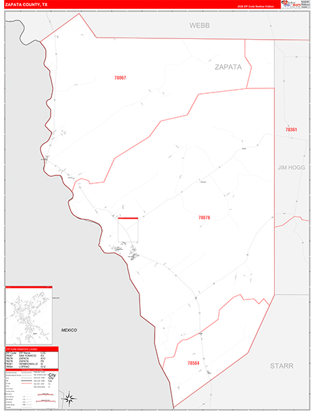 Zapata County, TX Zip Code Map