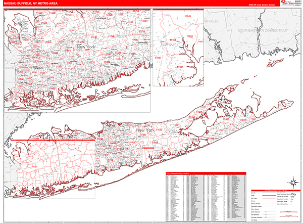 Nassau-Suffolk County, NY Wall Map