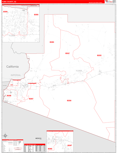 Yuma County, AZ 5 Digit Zip Code Maps - Basic