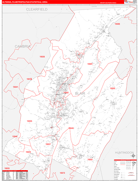 Altoona Metro Area Wall Map