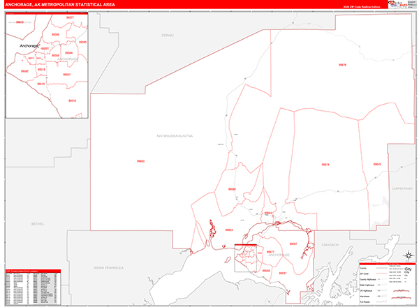 Anchorage Metro Area Wall Map
