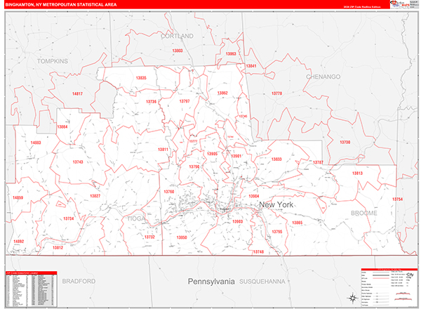Binghamton Metro Area Wall Map