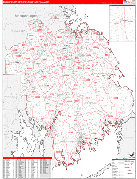 Brockton Metro Area Wall Map