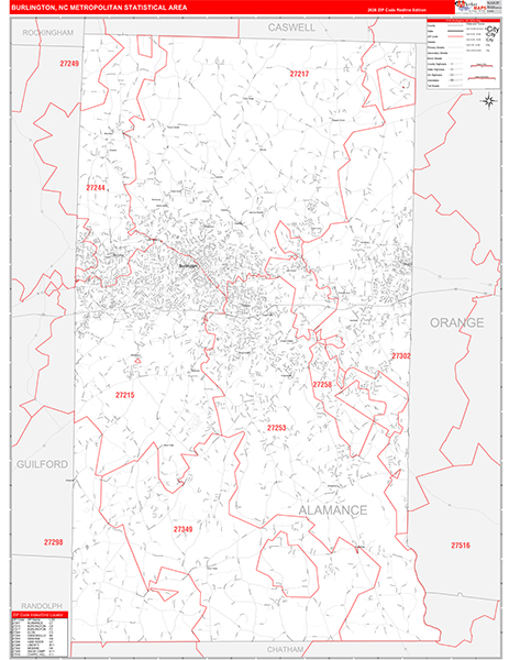 Burlington Metro Area Wall Map