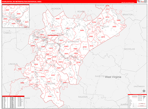 Charleston Metro Area Wall Map