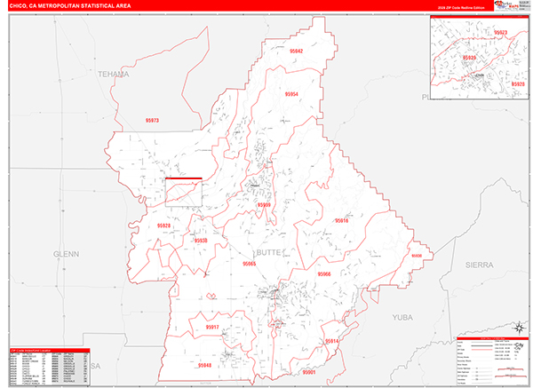 Chico Metro Area Wall Map