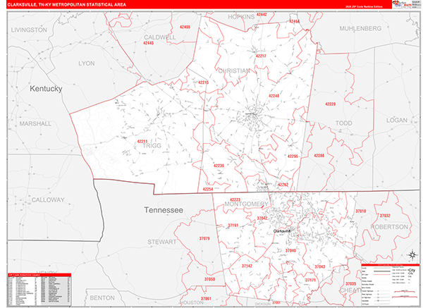 Clarksville Metro Area Wall Map