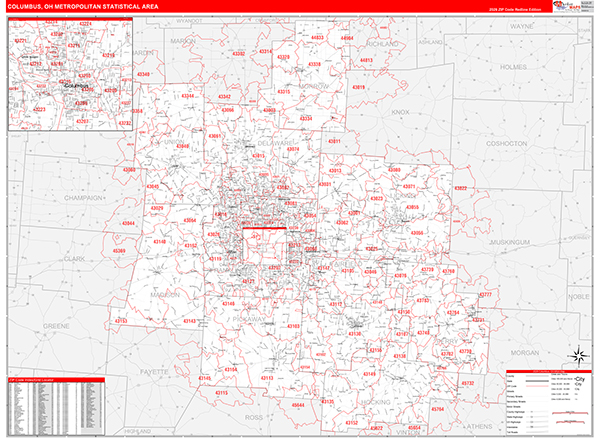 Columbus Metro Area Wall Map