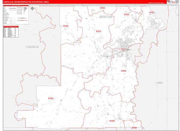 Corvalis Metro Area Wall Map