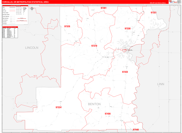 Corvallis, OR Metro Area Zip Code Map