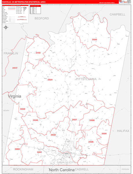 Danville Metro Area Wall Map