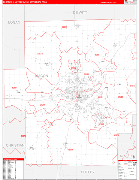 Decatur Metro Area Wall Map