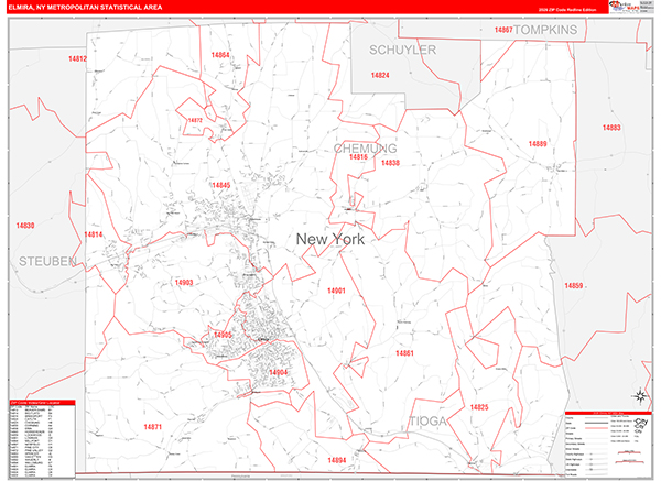 Elmira Metro Area Wall Map