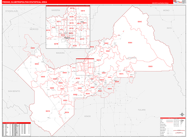 Fresno Metro Area Wall Map