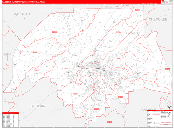 Gadsden Metro Area Wall Map