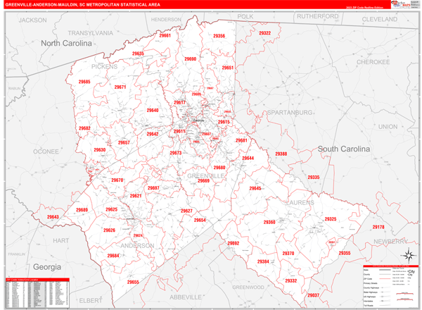 Amazon Com Zip Code Wall Map Of Greenville Sc Zip Cod - vrogue.co