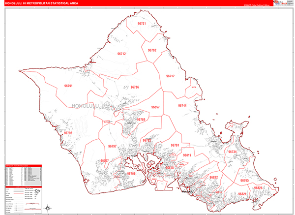 Honolulu Metro Area Wall Map