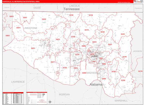 Huntsville Metro Area Wall Map
