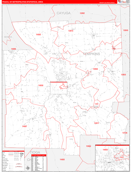 Ithaca Metro Area Wall Map