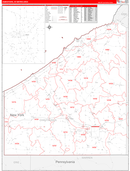 Jamestown Metro Area Wall Map