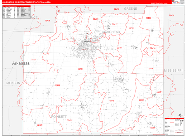 Jonesboro Metro Area Wall Map