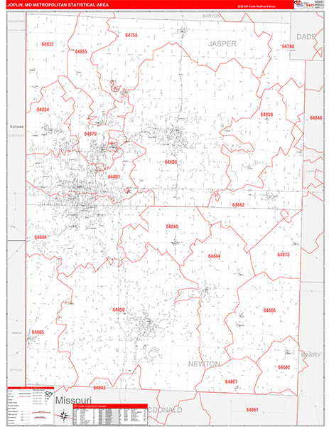 Joplin Metro Area Wall Map