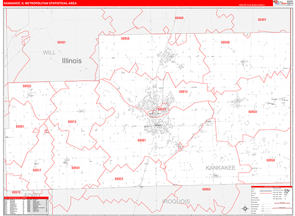 Kankakee Metro Area Wall Map
