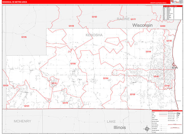 Kenosha Metro Area Wall Map