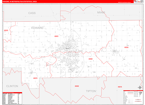 Kokomo Metro Area Wall Map
