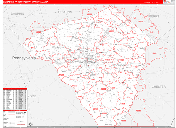 Lancaster Metro Area Wall Map