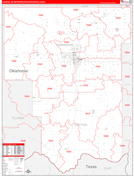 Lawton Metro Area Wall Map