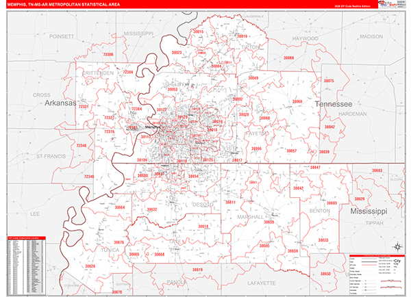 Memphis Metro Area Wall Map
