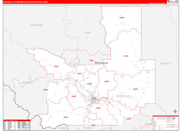 Missoula Metro Area Wall Map