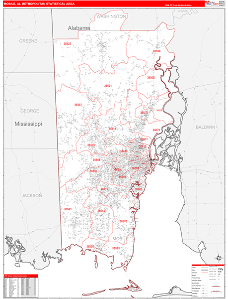 Mobile Metro Area Wall Map