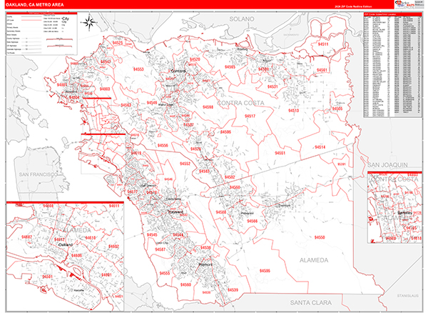 Oakland Metro Area Wall Map
