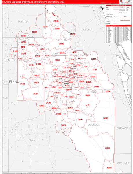 Maps of Orlando-Kissimmee-Sanford Metro Area Florida - marketmaps.com