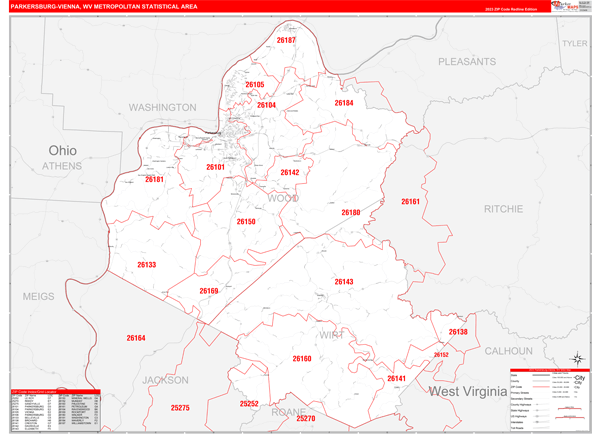 Parkersburg-Vienna Metro Area, WV Zip Code Maps - Color Cast